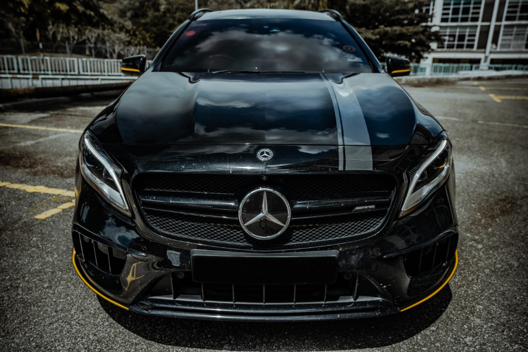 Mercedes GLA45 AMG fierce front view black