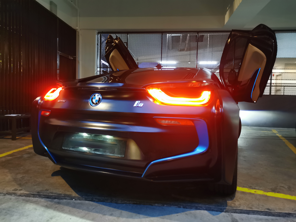 BMW i8 Back View With Wing doors opened